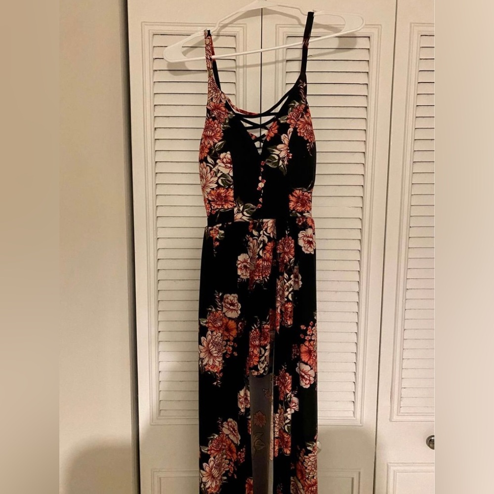 Flowery Dress With Attached Shorts
